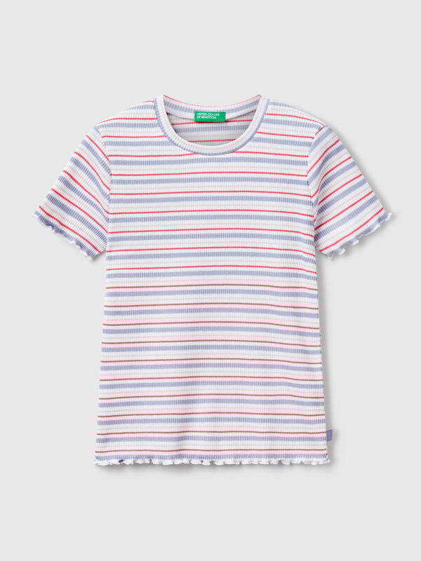 Gestreiftes T-Shirt aus Stretch-Baumwolle Mädchen