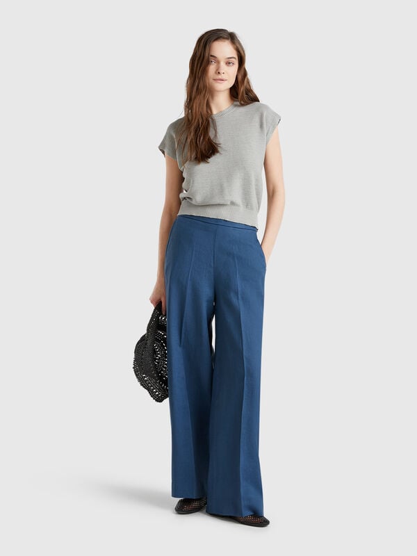 Palazzo-Hose aus 100 % Leinen Damen