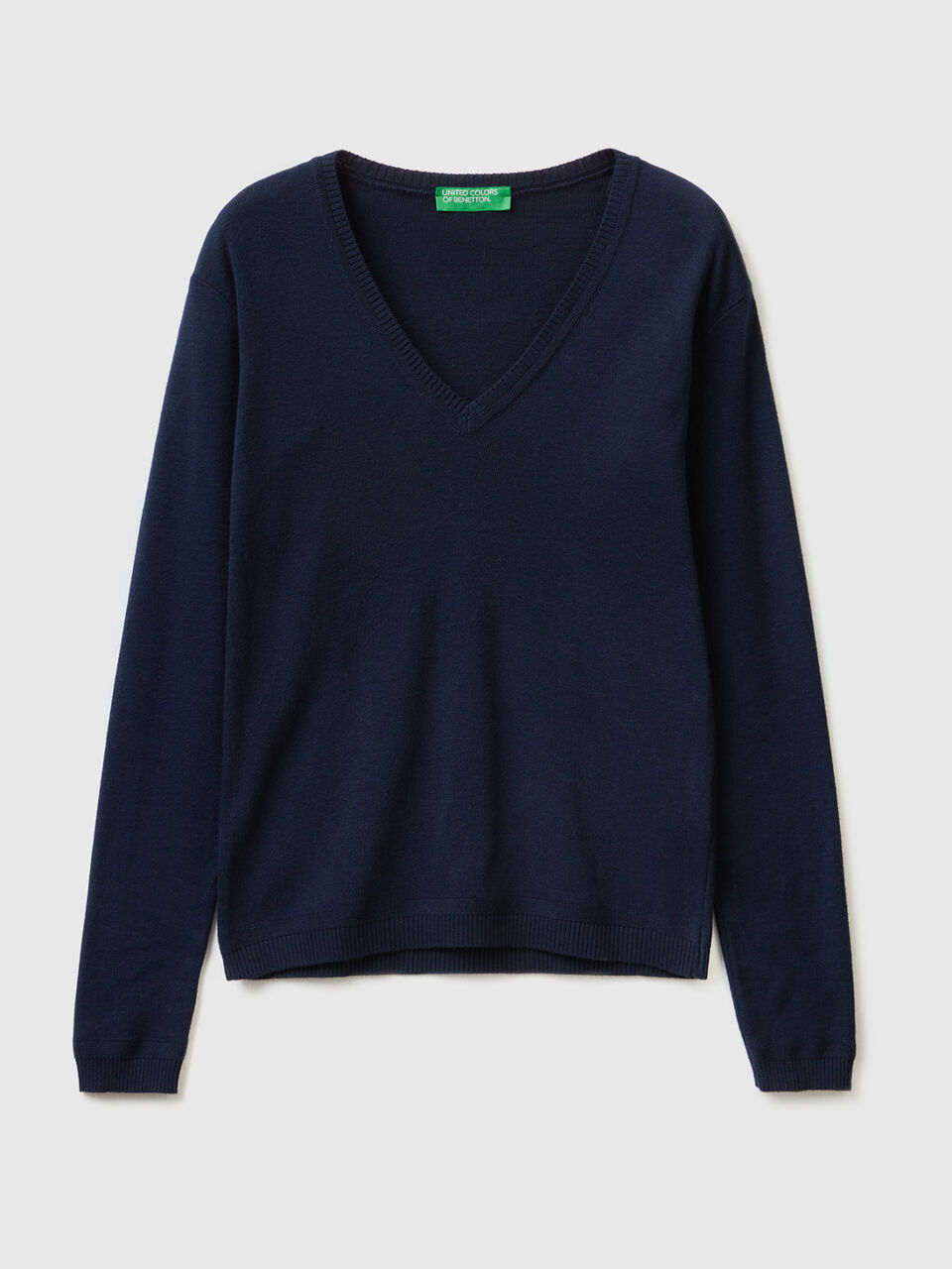 Pulli aus reiner Baumwolle mit V-Ausschnitt image number 1