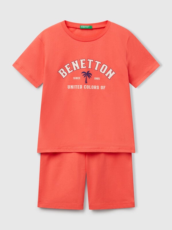 Pyjama aus 100 % Baumwolle mit Logo Jungen