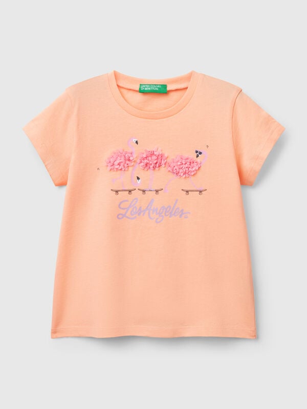 T-Shirt mit Applikation in Blütenblattoptik Mädchen
