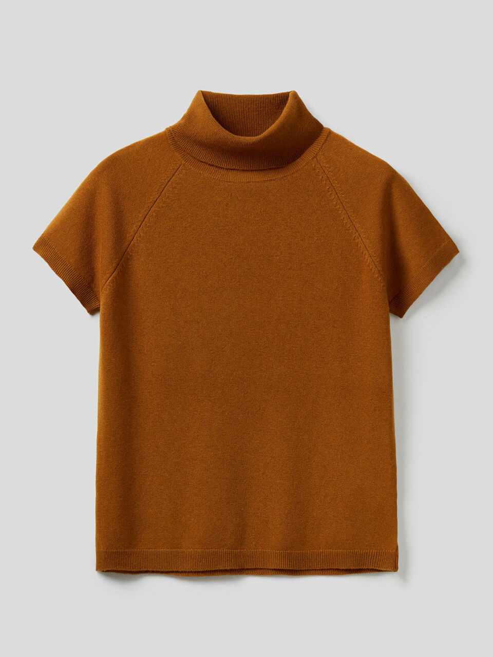 Rollkragenpullover mit kurzen Ärmeln in einer Mischung aus Wolle und Cashmere image number 1
