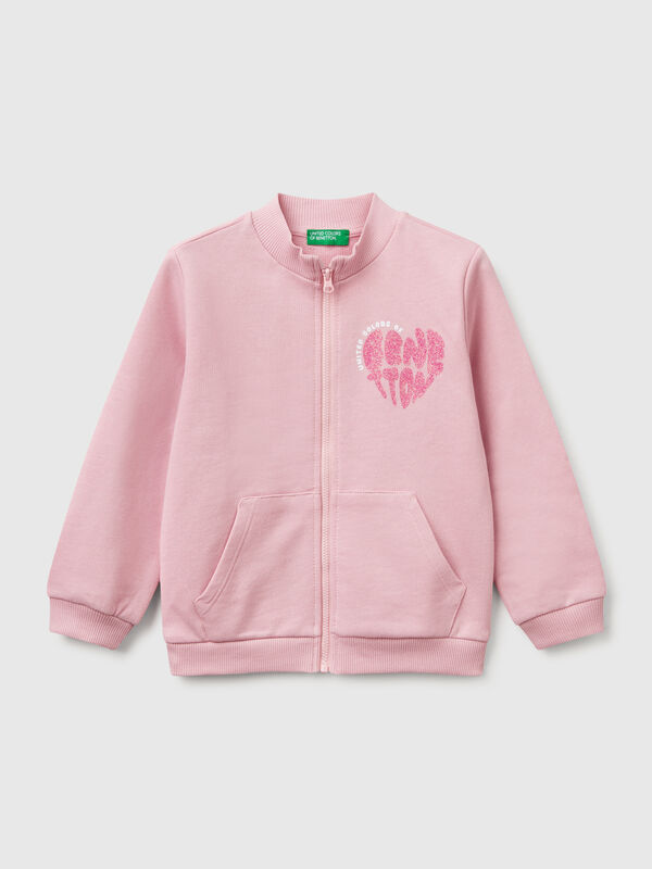 Sweatshirt mit Reißverschluss aus Baumwolle Mädchen