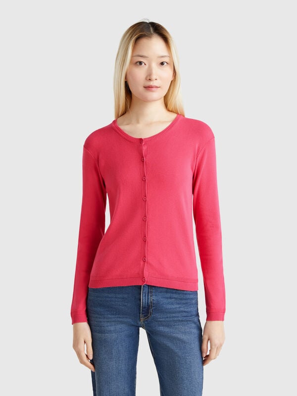 Cardigan mit rundem Ausschnitt aus reiner Baumwolle Damen