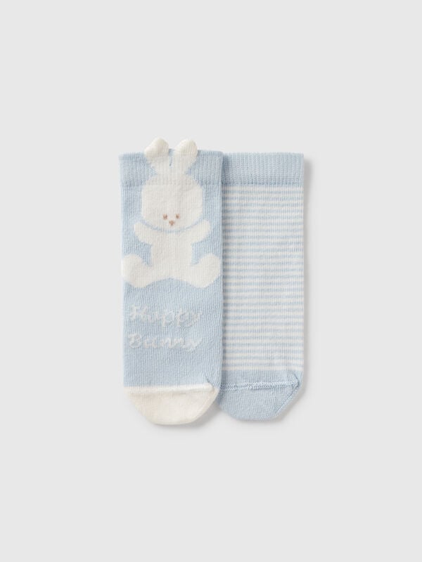 Set Socken mit Streifen und Hase Newborn