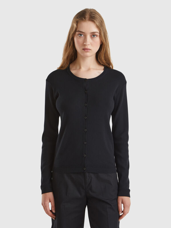 Cardigan 100% Baumwolle in Schwarz Damen