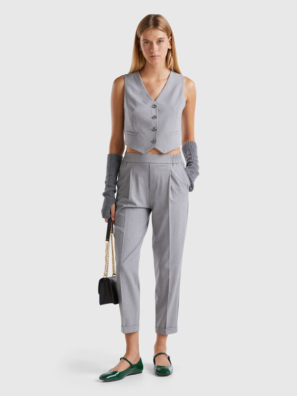 Hose mit Bündchen aus Stretch-Viskose-Mix Damen