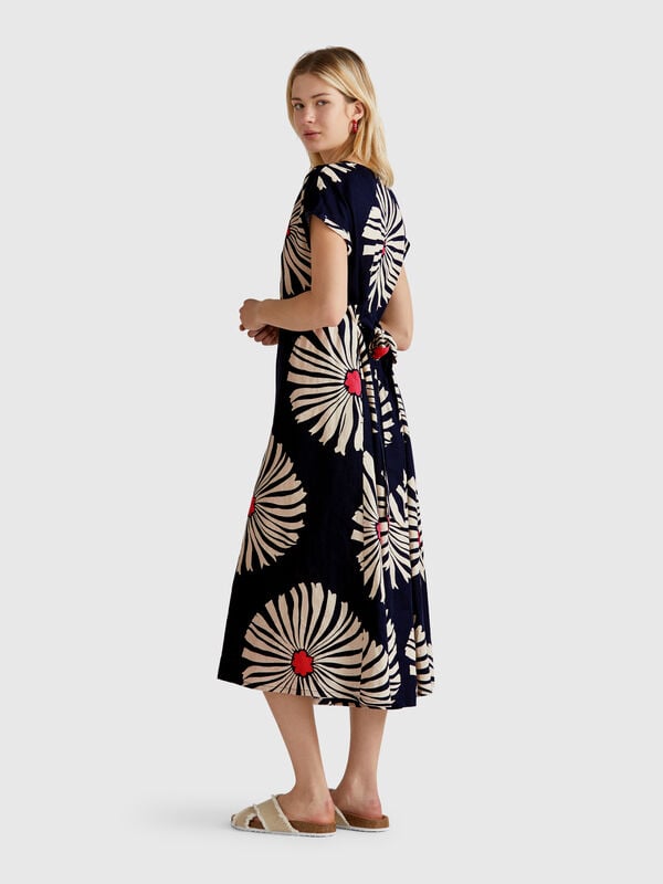 Bedrucktes Leinenkleid Damen