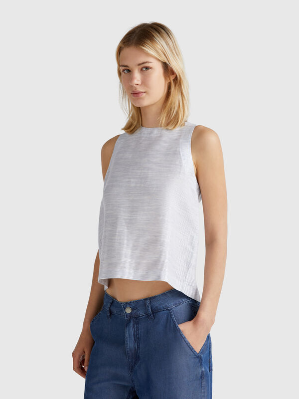 Gestreifte Bluse aus Leinenmischung Damen