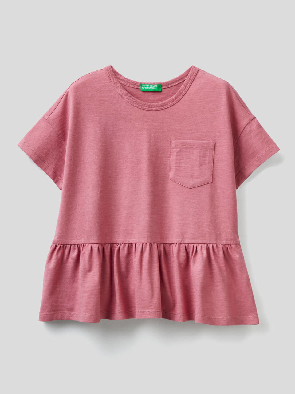 T-Shirt aus reiner Baumwolle mit Rüsche image number 1