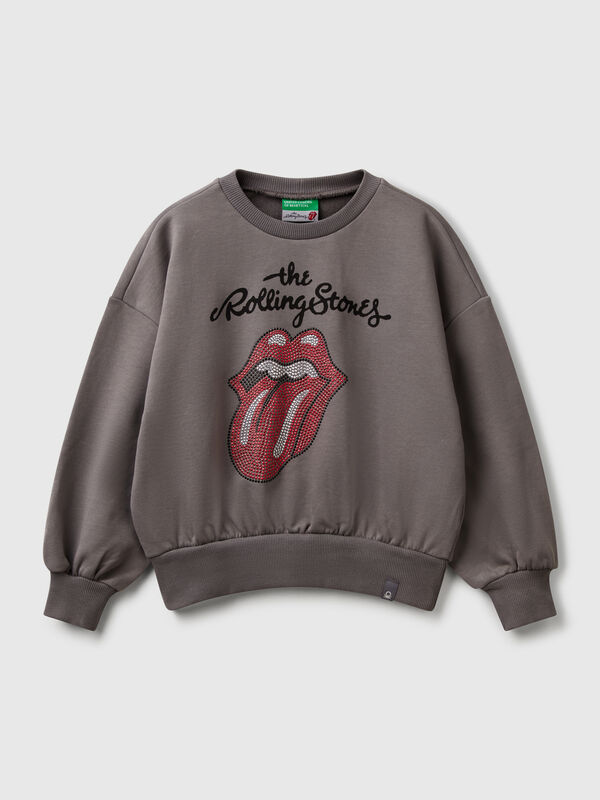 Übergroßes Sweatshirt „The Rolling Stones“ mit Strasssteinen Mädchen