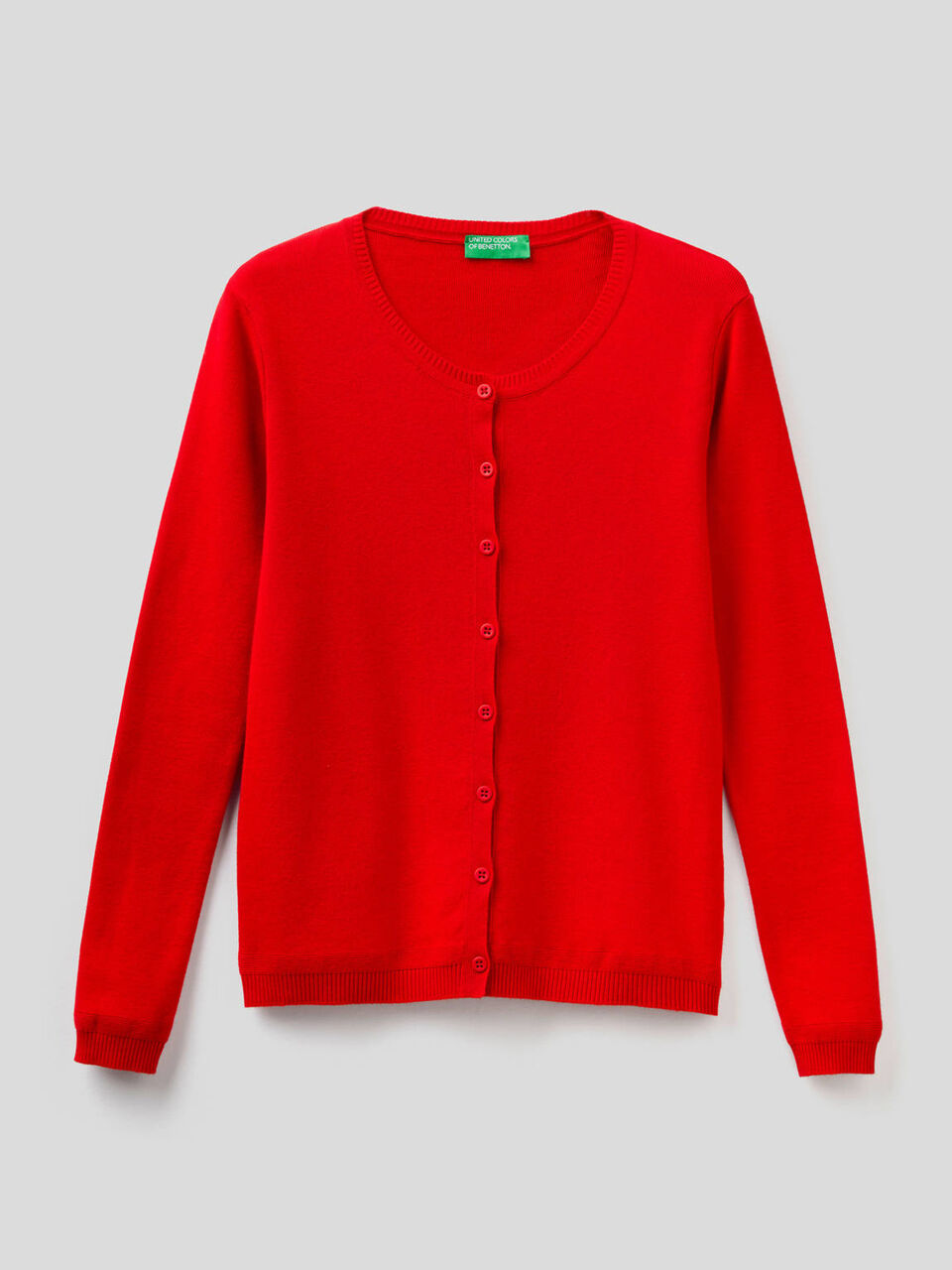 Strickjacke aus reiner % Baumwolle mit Rundausschnitt image number 1