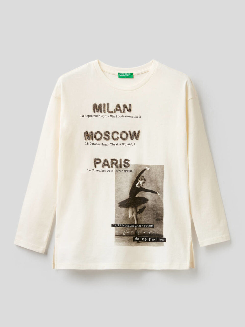 T-Shirt mit Print und Perlenstickerei image number 1