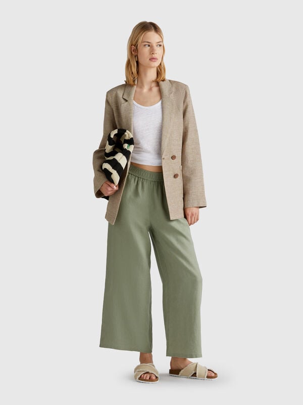 Weite Hose aus reinem Leinen Damen