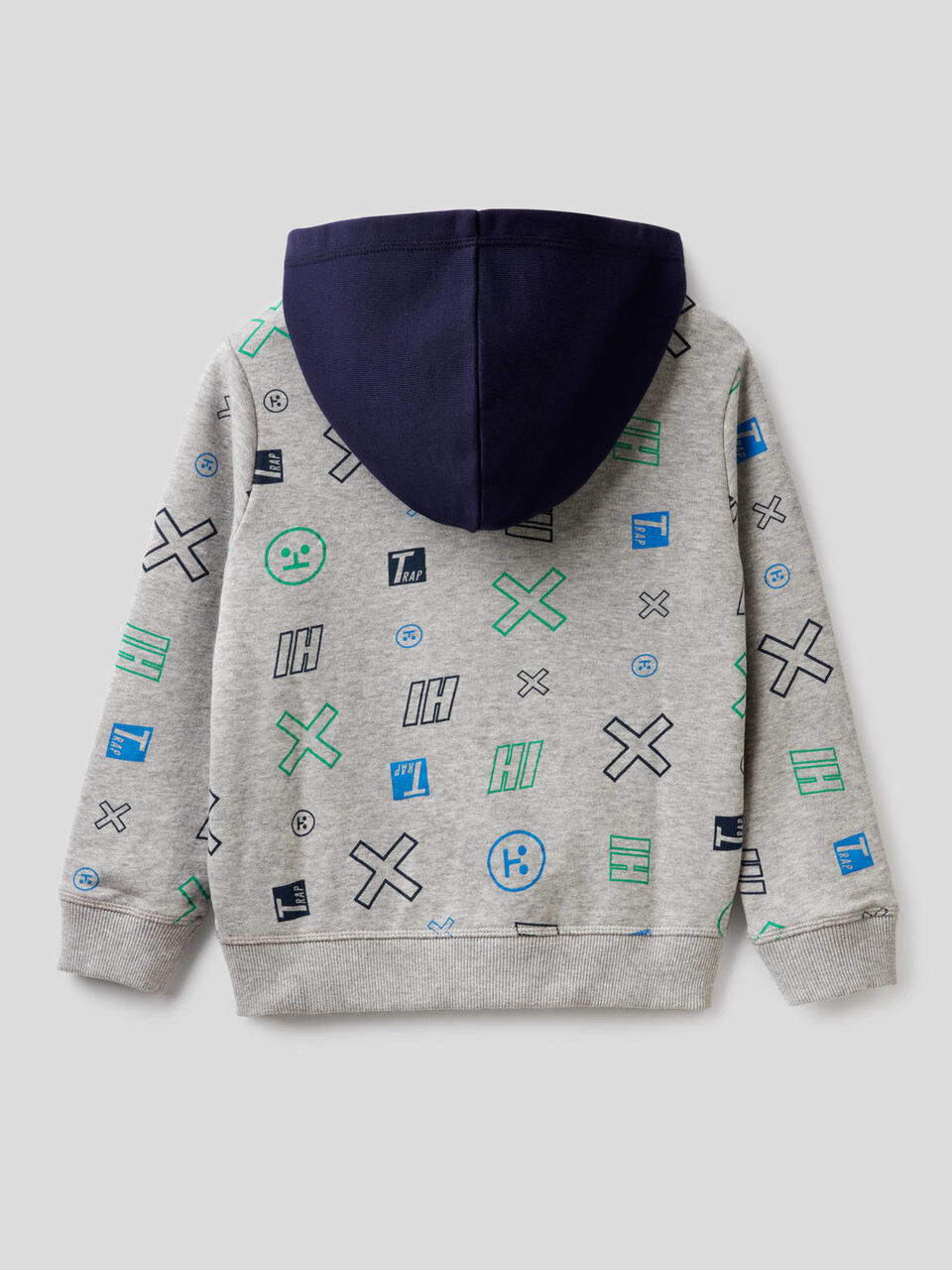 Gemustertes Sweatshirt mit Reißverschluss und Kapuze image number 2