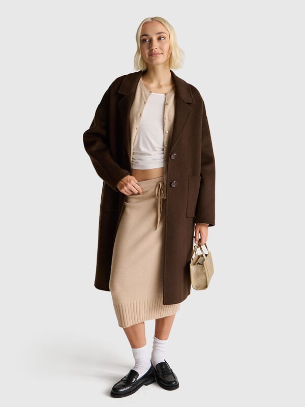 Midimantel aus Wollmischung Damen