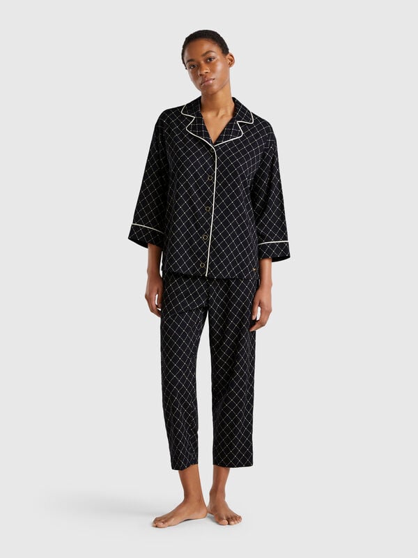 Fließender Pyjama mit Aufdruck Damen