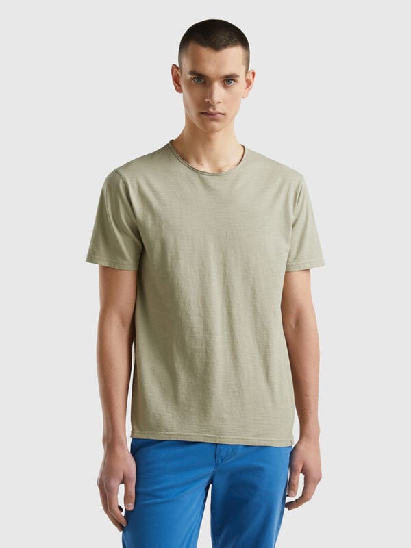 T-Shirt in Salbeigrün aus geflammter Baumwolle Herren