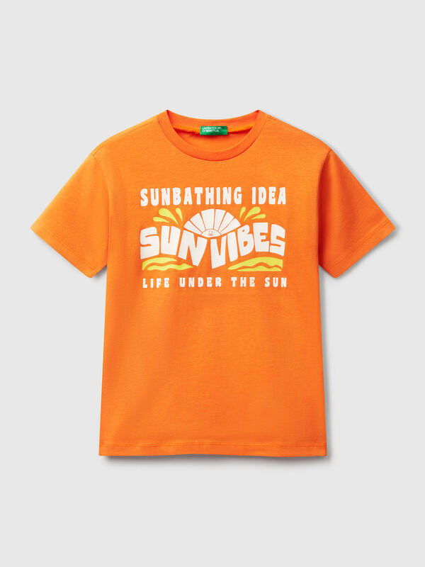 T-Shirt mit fluoreszierendem Aufdruck Jungen