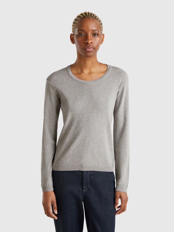 Pullover mit rundem Ausschnitt aus reiner Baumwolle. Damen