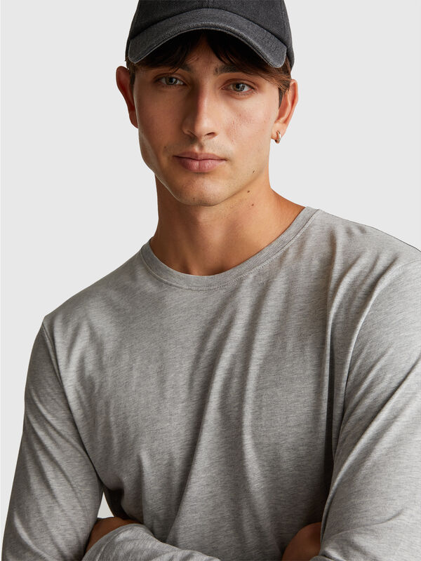 Langarm-T-Shirt aus reiner Baumwolle Herren