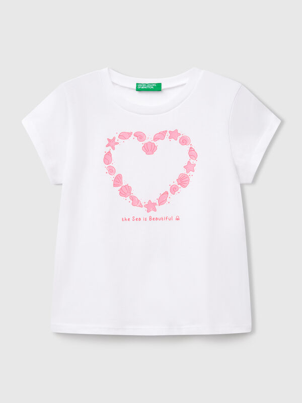 T-Shirt mit fluoreszierendem Aufdruck Mädchen