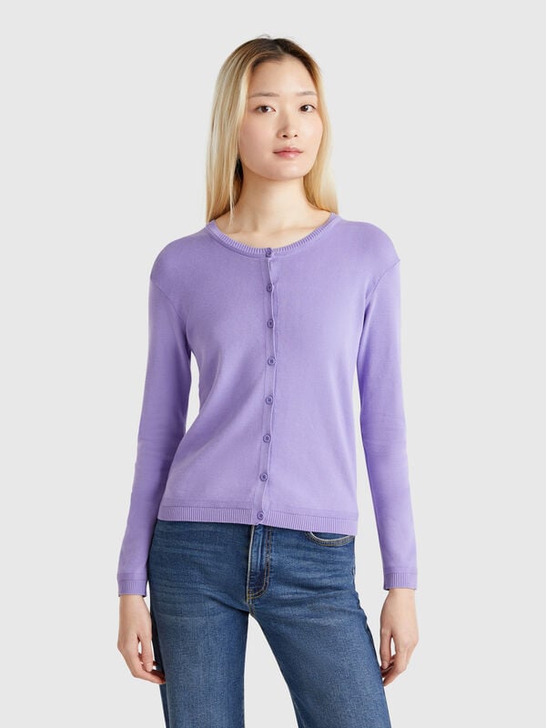 Cardigan mit rundem Ausschnitt aus reiner Baumwolle Damen