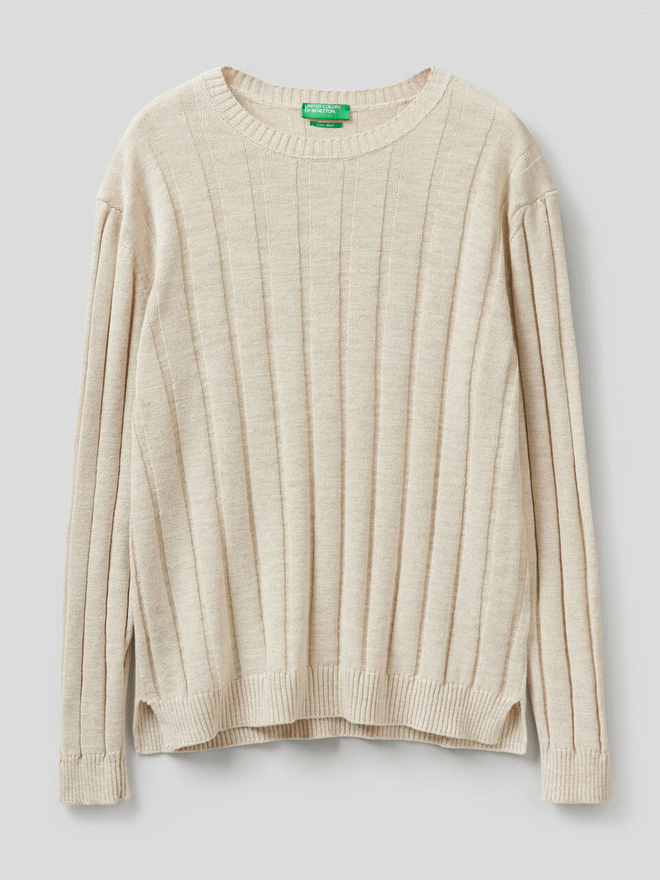 Pullover in einer Mischung aus Baumwolle und Leinen mit Rippenmuster image number 1