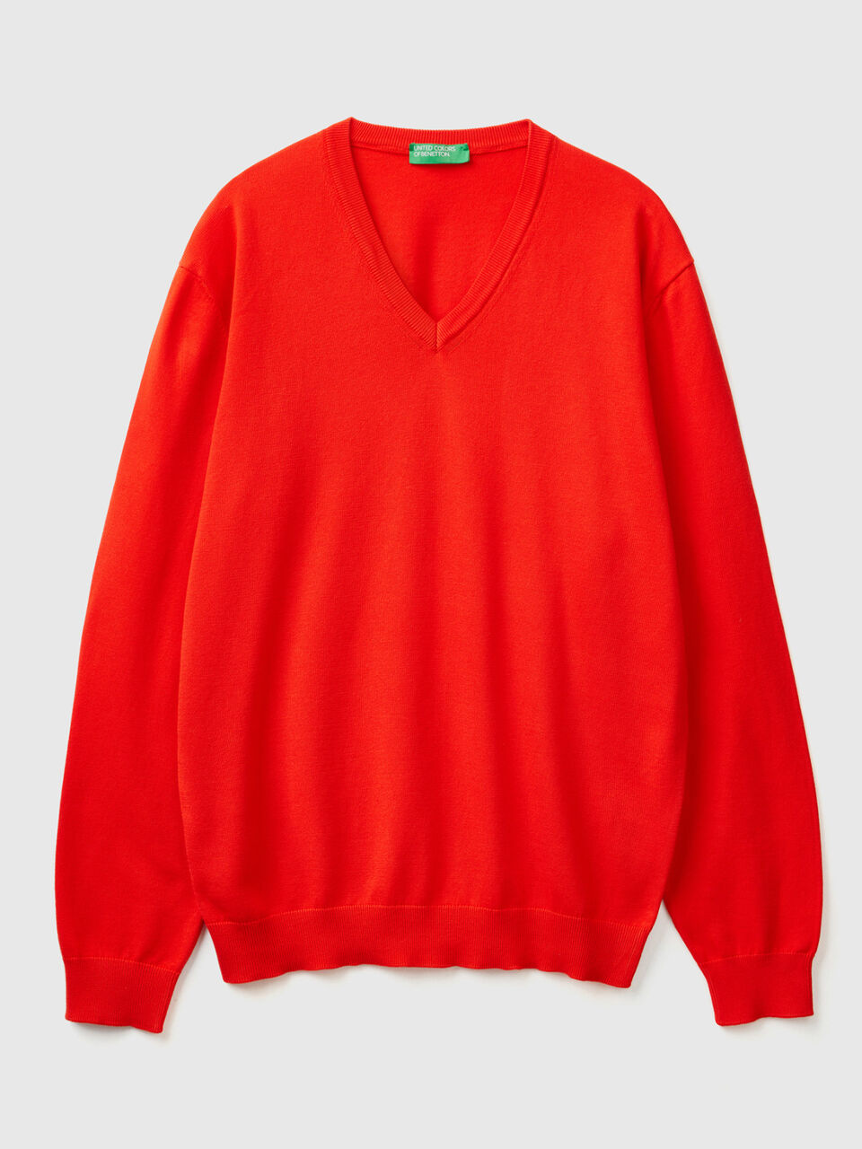 Pulli aus reiner Baumwolle mit V-Ausschnitt image number 1