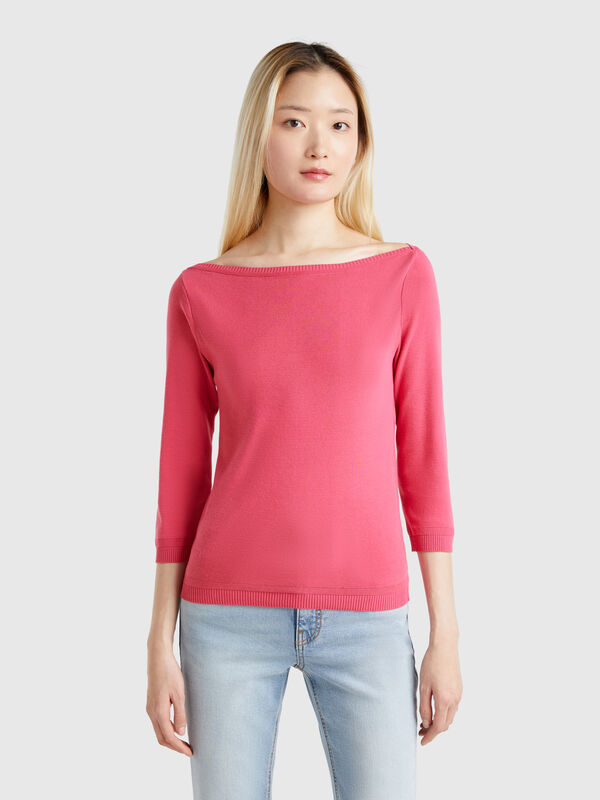 Pulli aus 100% Baumwolle mit Boot-Ausschnitt Damen