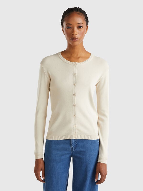 Cardigan 100% Baumwolle in Beige Damen