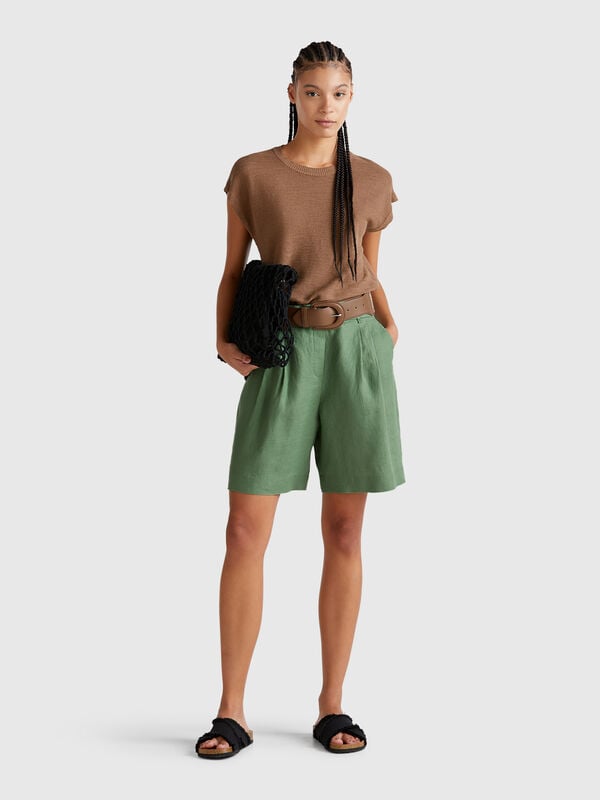 Bermudashorts aus 100 % Leinen Damen