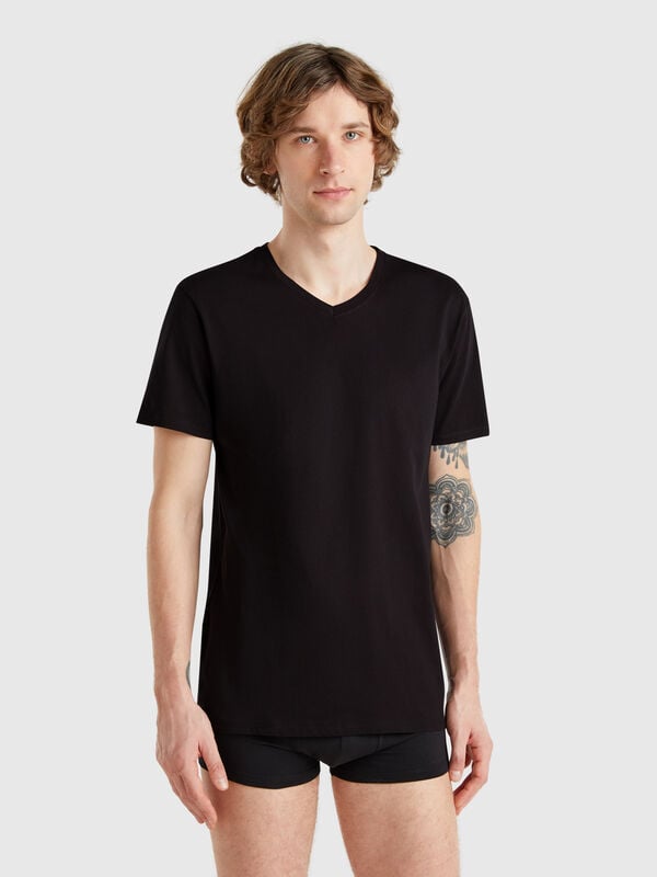 T-Shirt mit V-Ausschnitt aus langstapeliger Baumwolle Herren