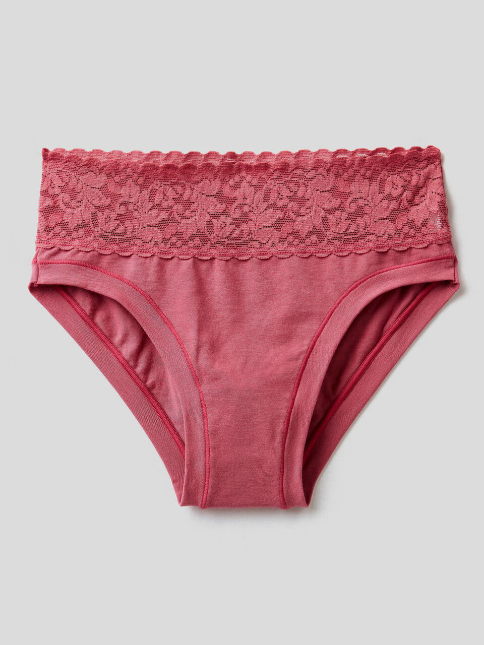 Slip mit Spitze aus elastischer Baumwolle image number 1