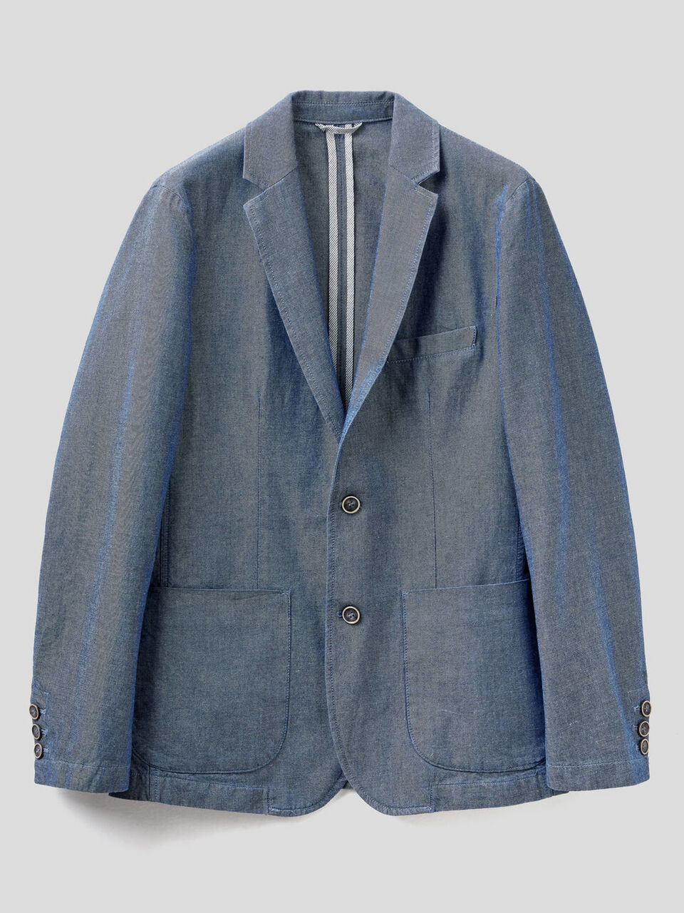 Sakko aus Denim in einer Mischung aus Baumwolle und Leinen image number 1