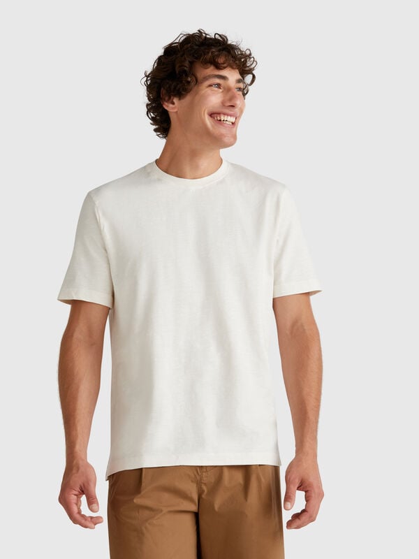 Hellcremeweißes T-Shirt Herren