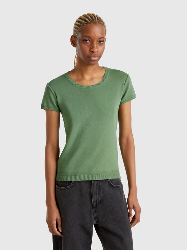 Kurzärmeliger Pulli aus 100% Baumwolle. Damen