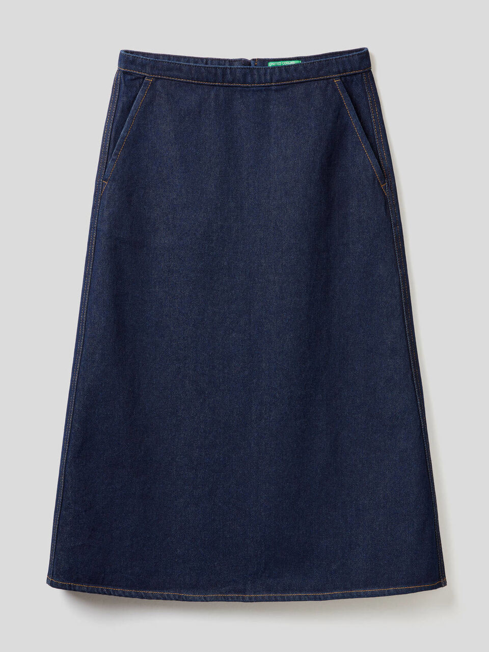 Midi-Rock aus Denim in 100% Baumwolle image number 1