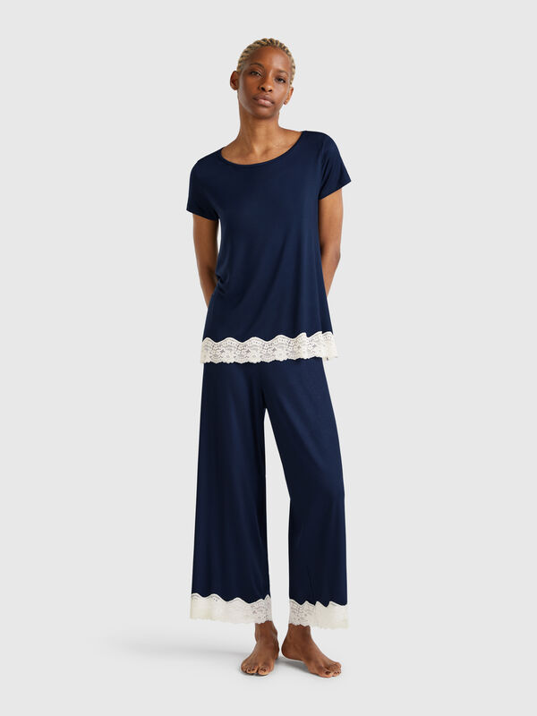 3/4-lange Hose mit Spitzendetails Damen