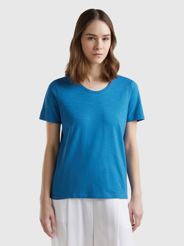 Kurzärmeliges T-Shirt aus leichter Baumwolle Damen