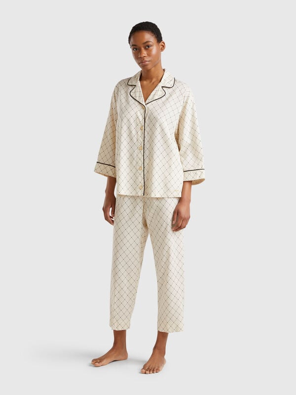 Fließender Pyjama mit Aufdruck Damen