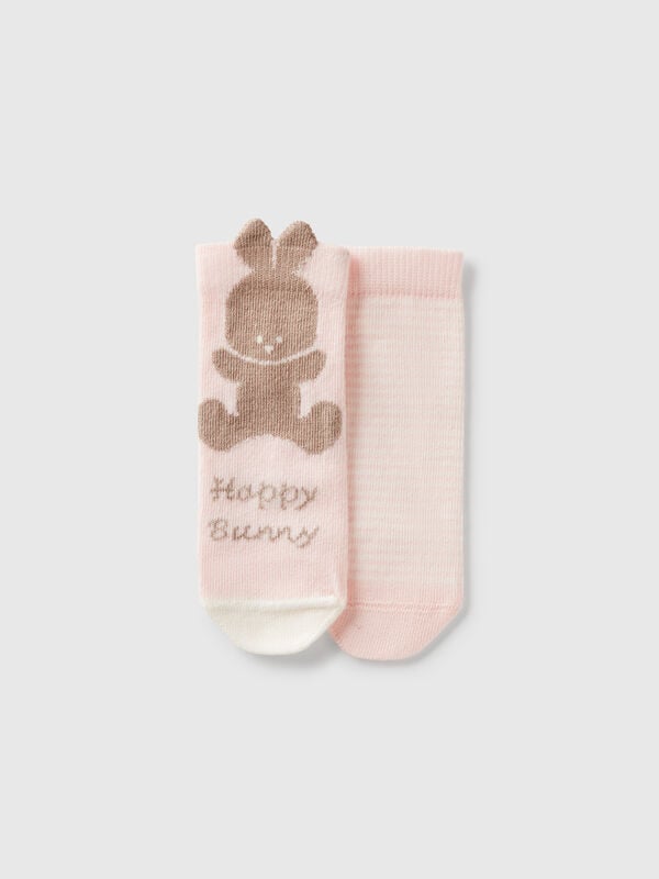 Set Socken mit Streifen und Hase Newborn