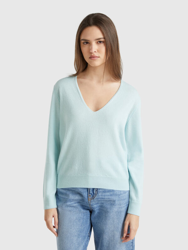 Pullover mit V-Ausschnitt aus reiner Merinowolle Damen