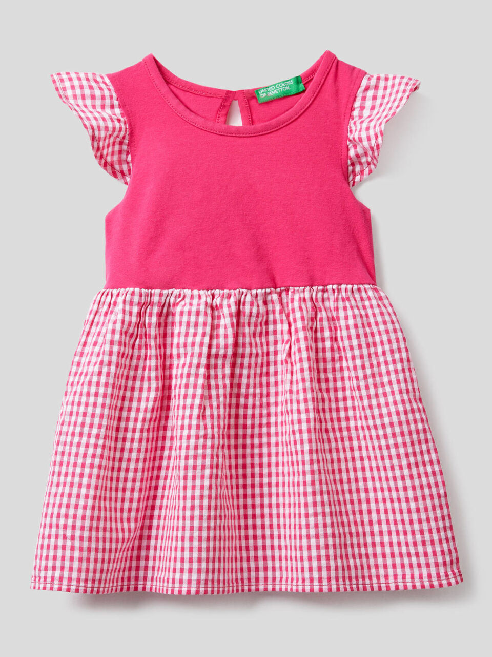 Zweifarbiges Kleid mit Vichy-Print image number 1