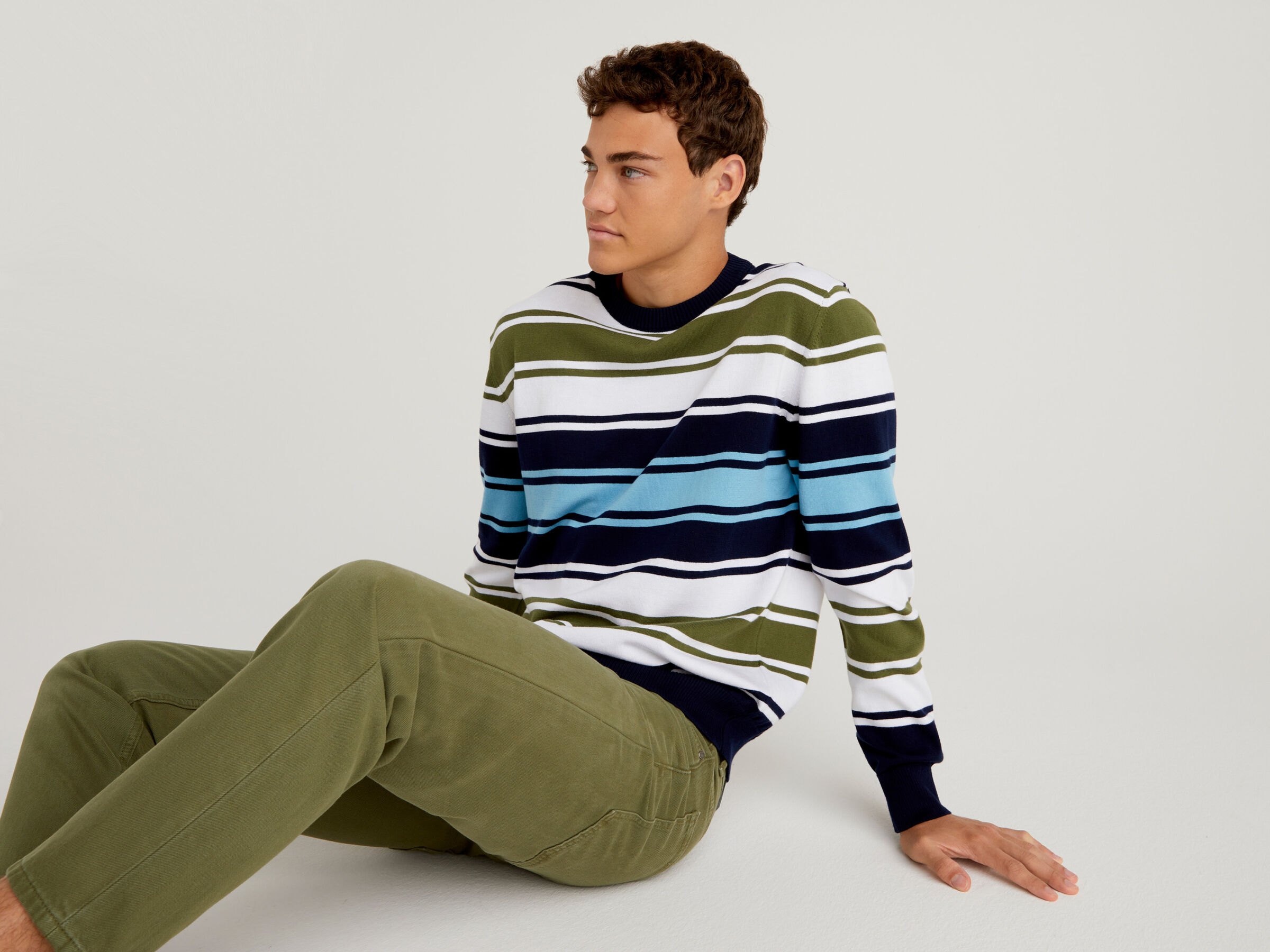 Gestreifter Pullover aus 100% Baumwolle image number 3