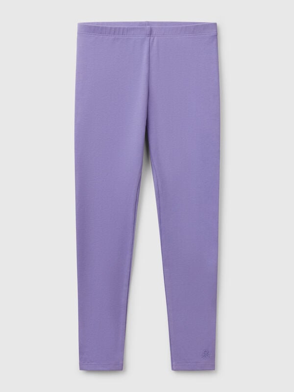 Leggings aus Stretch-Baumwolle mit Logo Mädchen