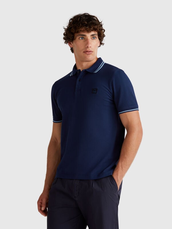 Mitternachtsblaues Slim-Fit-Poloshirt Herren