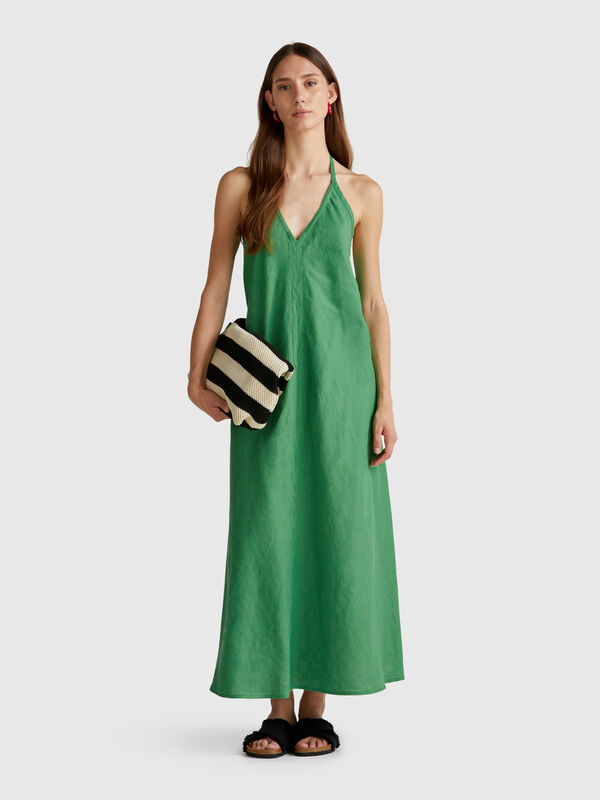 Langes Kleid aus reinem Leinen Damen