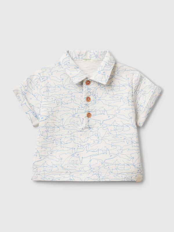 Poloshirt mit Hai-Print Newborn