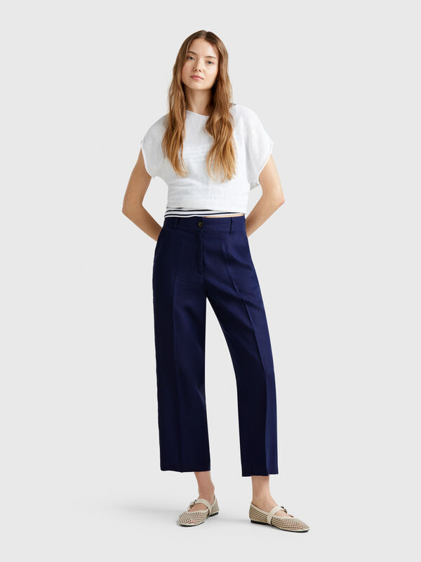 Gerade geschnittene Hose aus reinem Leinen Damen